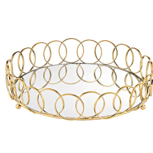 Δίσκος Στρόγγυλος Μεταλλικός Χρυσός με Καθρέφτη κωδ.144-5253 - Image 1